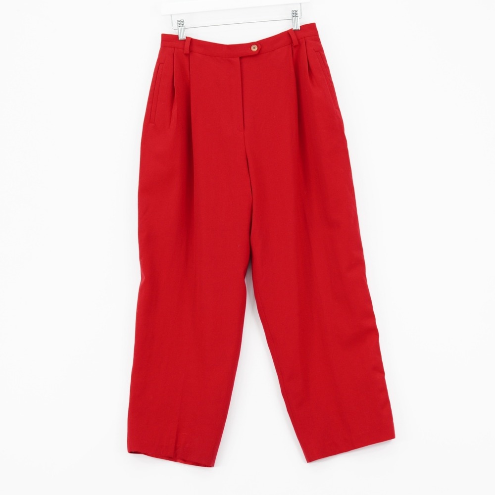 Austin Reed Women's Red Pleated 100% Wool Pants -12 30 / 26.5- High Rise